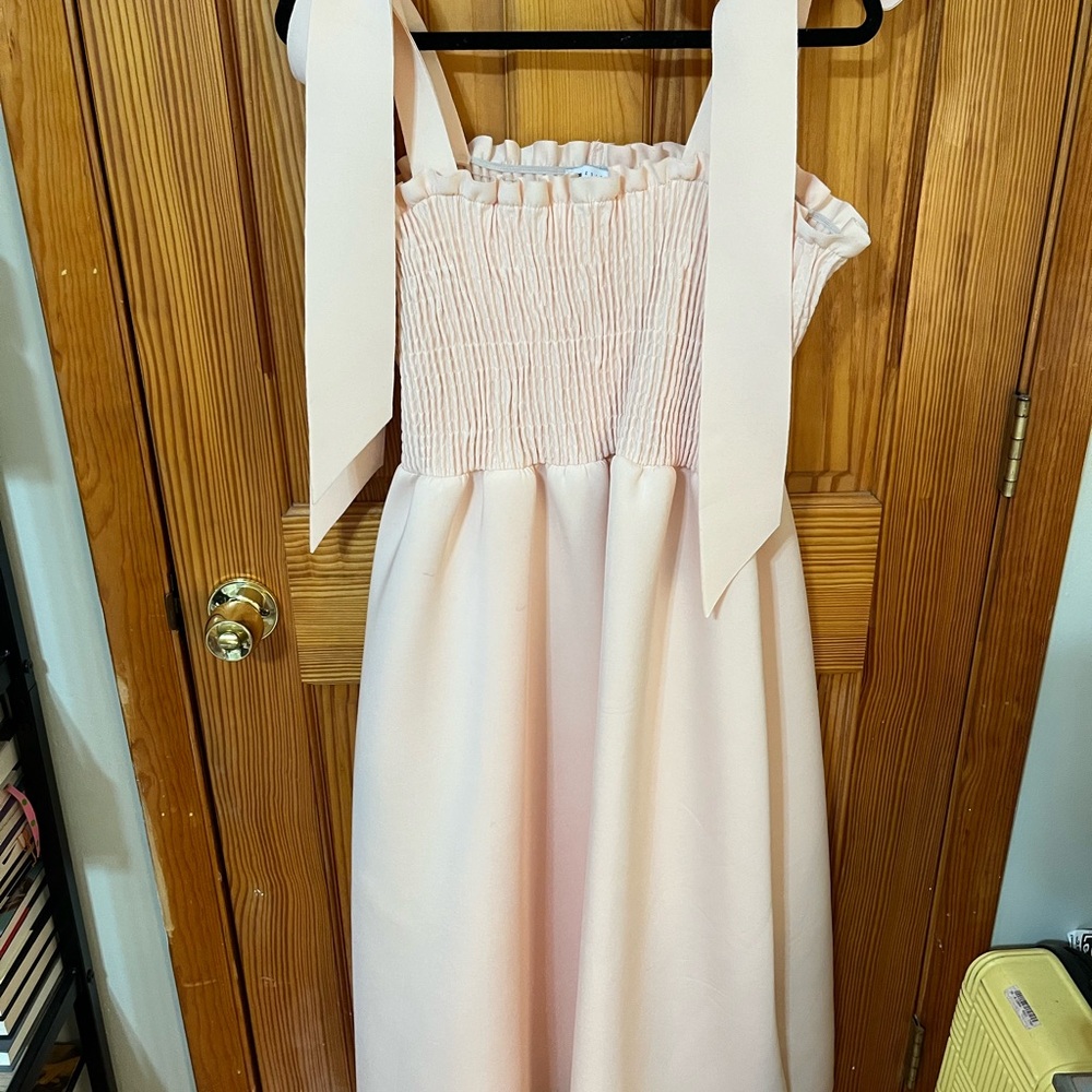 ASOS DESIGN shirred bunny tie prom midi dress - Picture 6 of 12